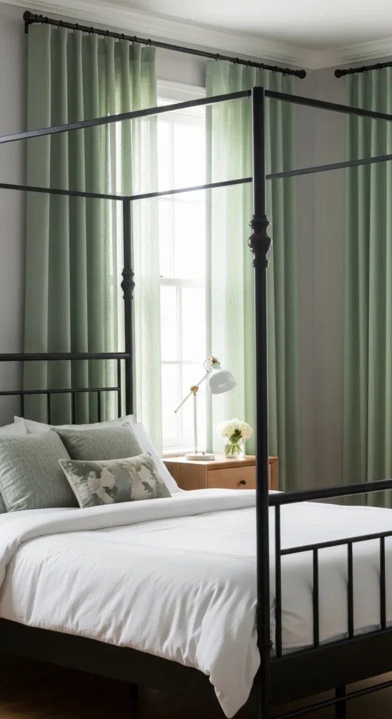 Sage Green and Black Bedroom