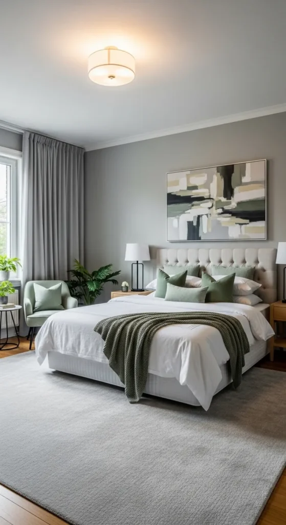 Sage Green and Grey Bedroom