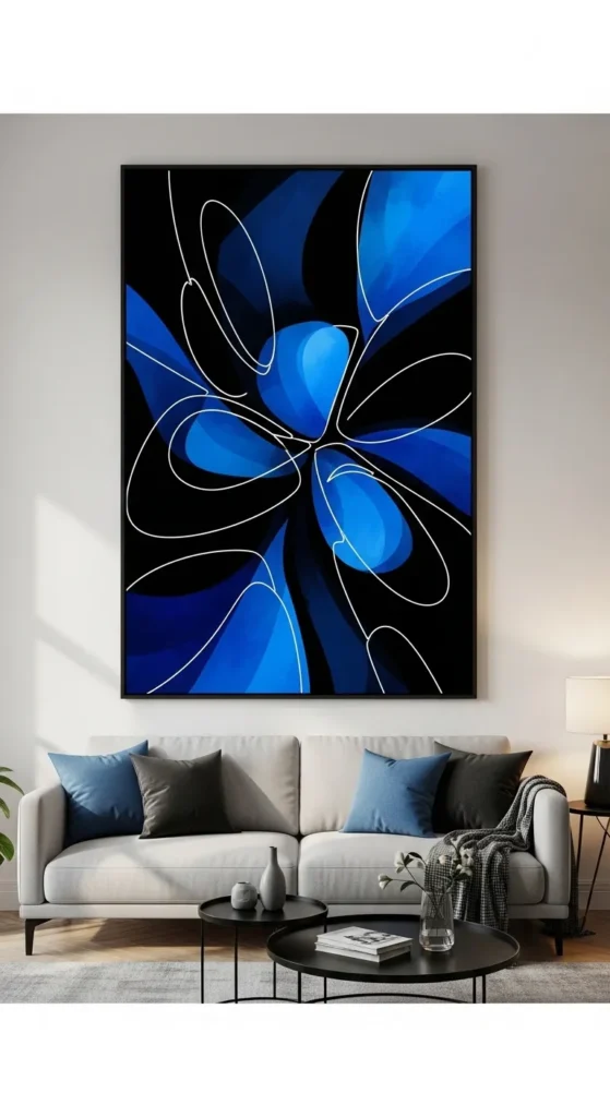 Black and Blue Living Room