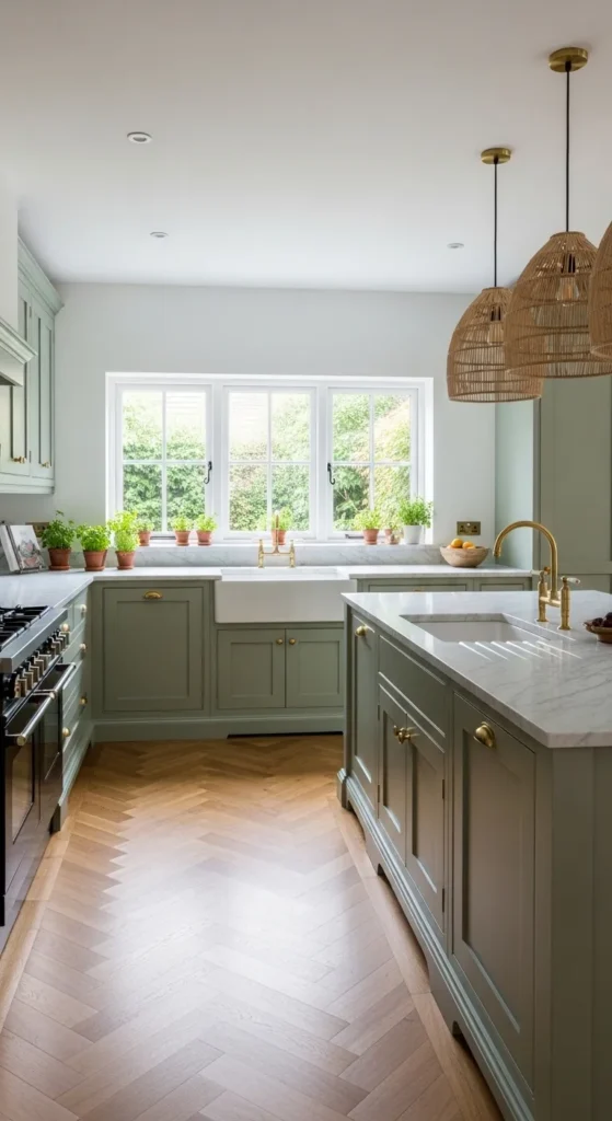 Sage Green and Wood Kitchen