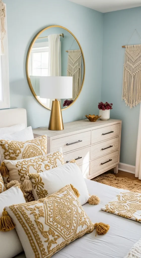 Light Blue Boho Bedroom Decor