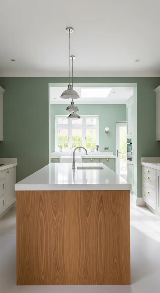 Sage Green and Wood Kitchen