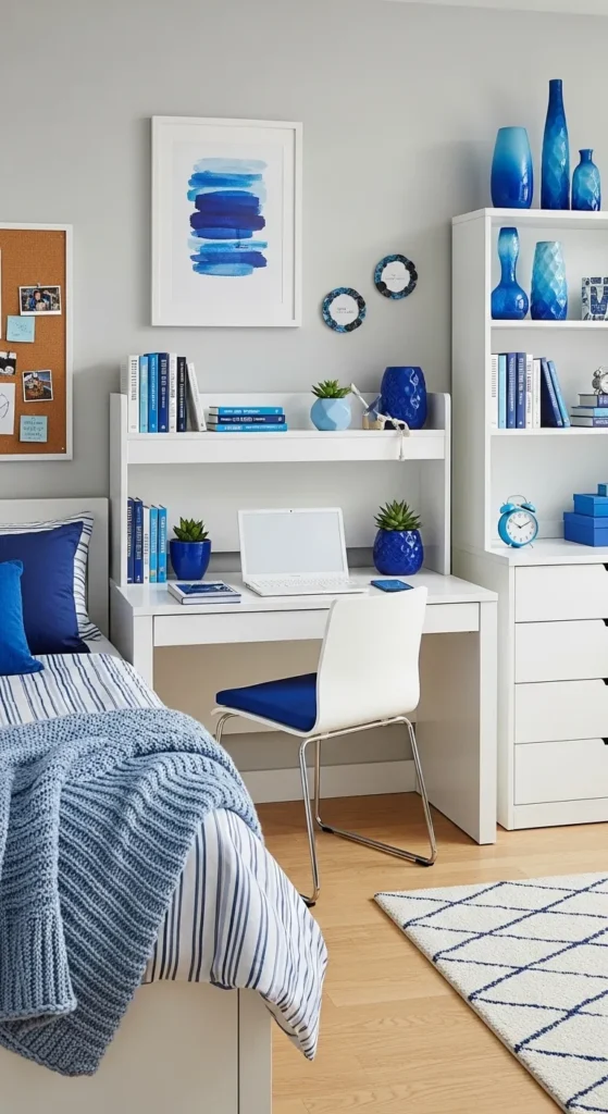 Blue and White Dorm Room Ideas