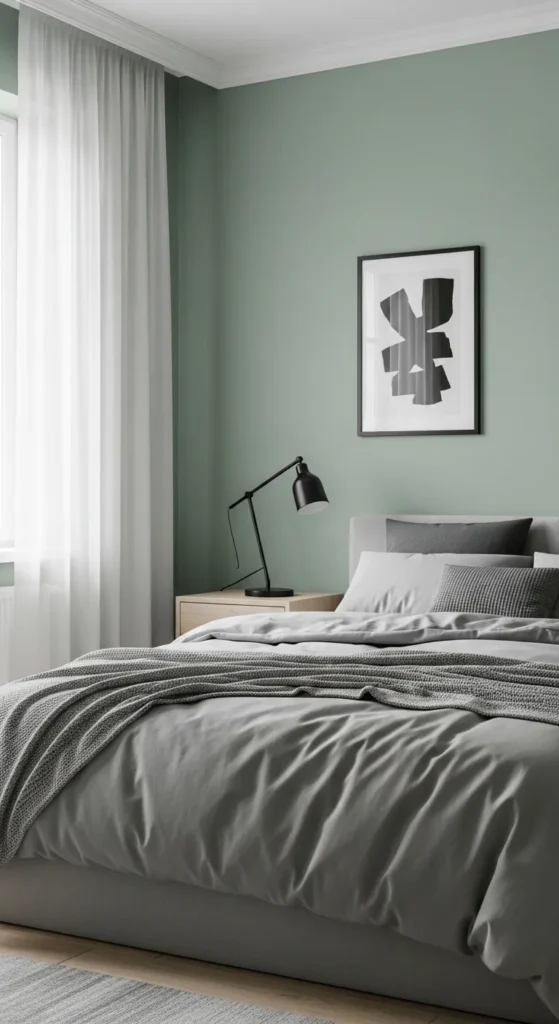 Sage Green and Grey Bedroom