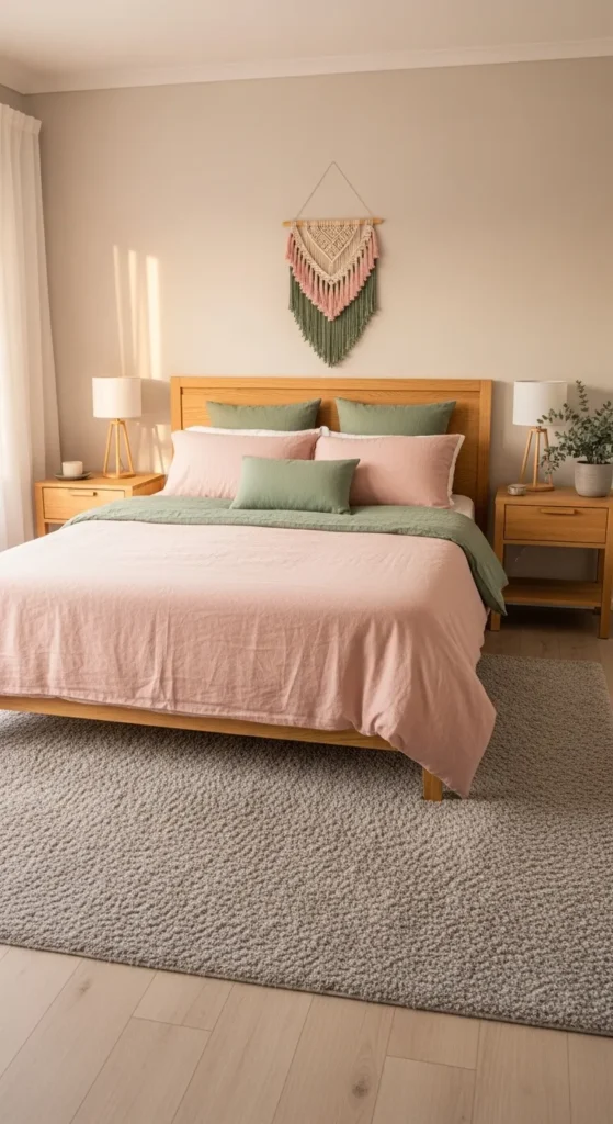 Sage Green Pink Bedroom