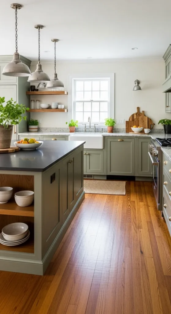 Sage Green and Wood Kitchen
