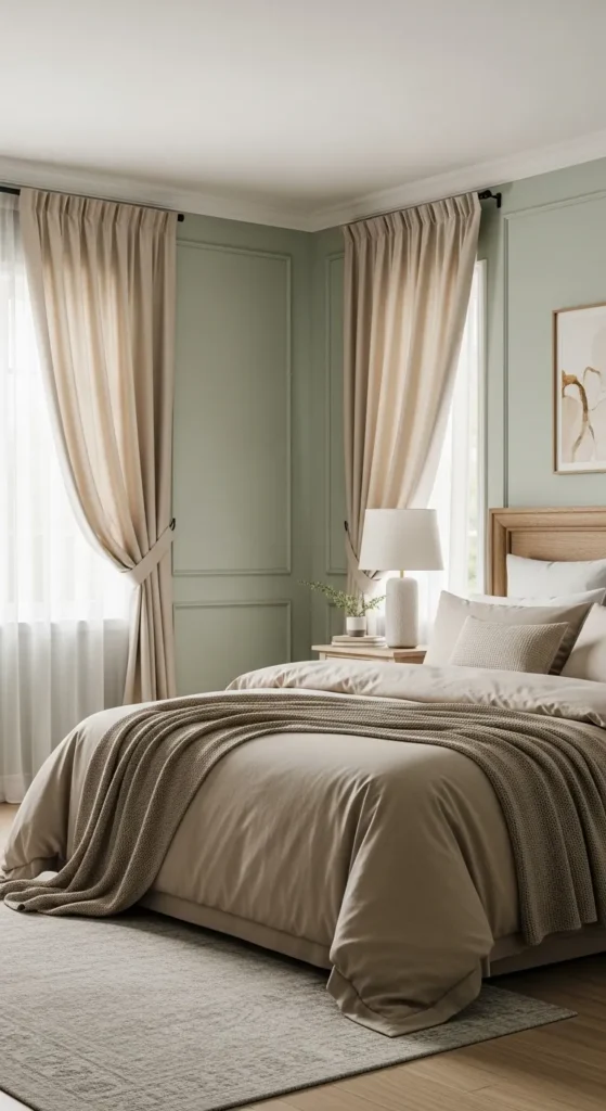 Sage Green Beige Bedroom