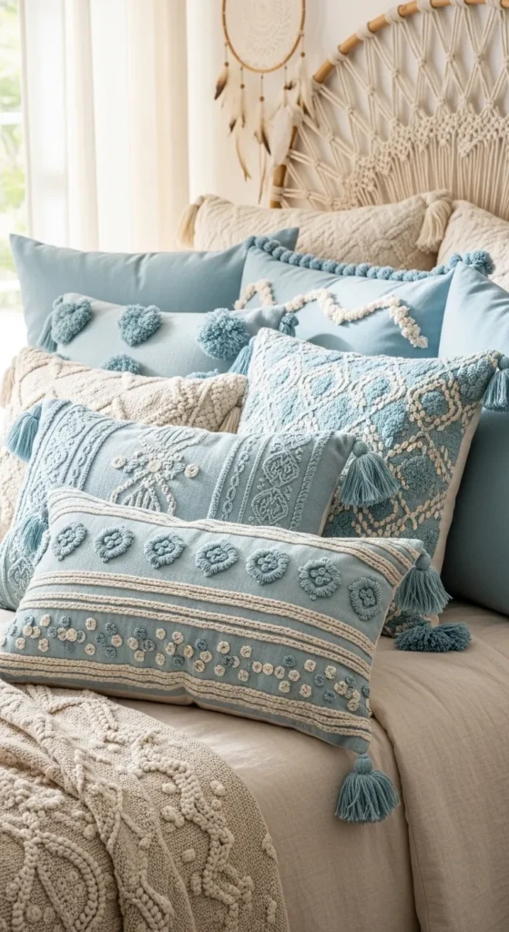 Light Blue Boho Bedroom Decor