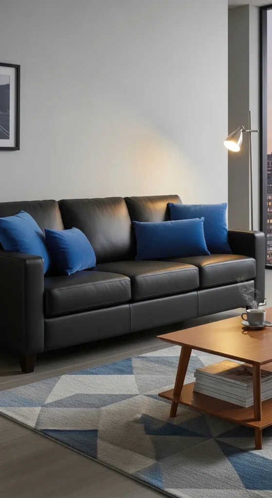 Black and Blue Living Room