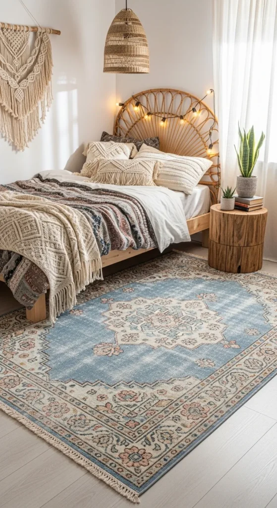 Light Blue Boho Bedroom Decor