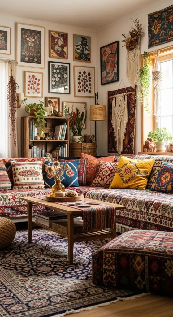 Colorful Boho Living Rooms