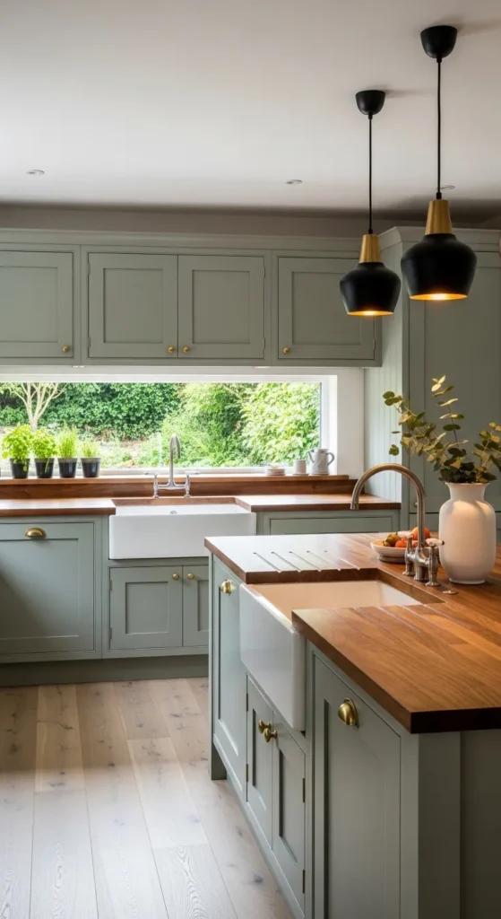 Sage Green and Wood Kitchen