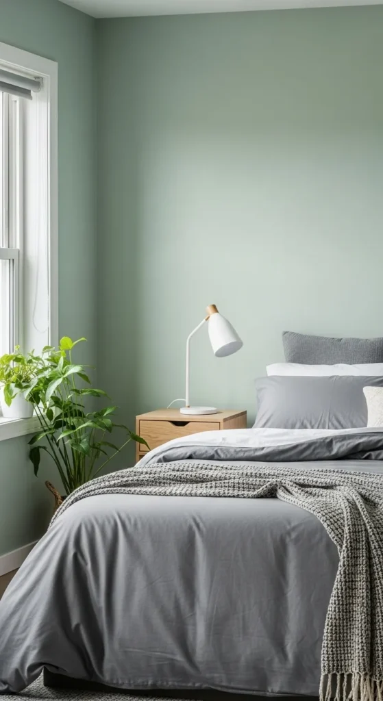 Sage Green and Grey Bedroom