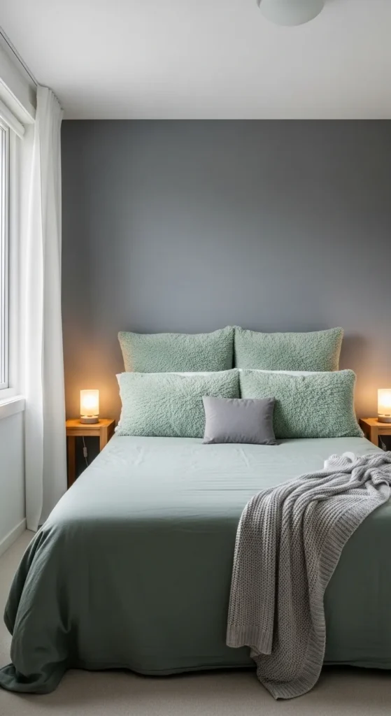 Sage Green and Grey Bedroom