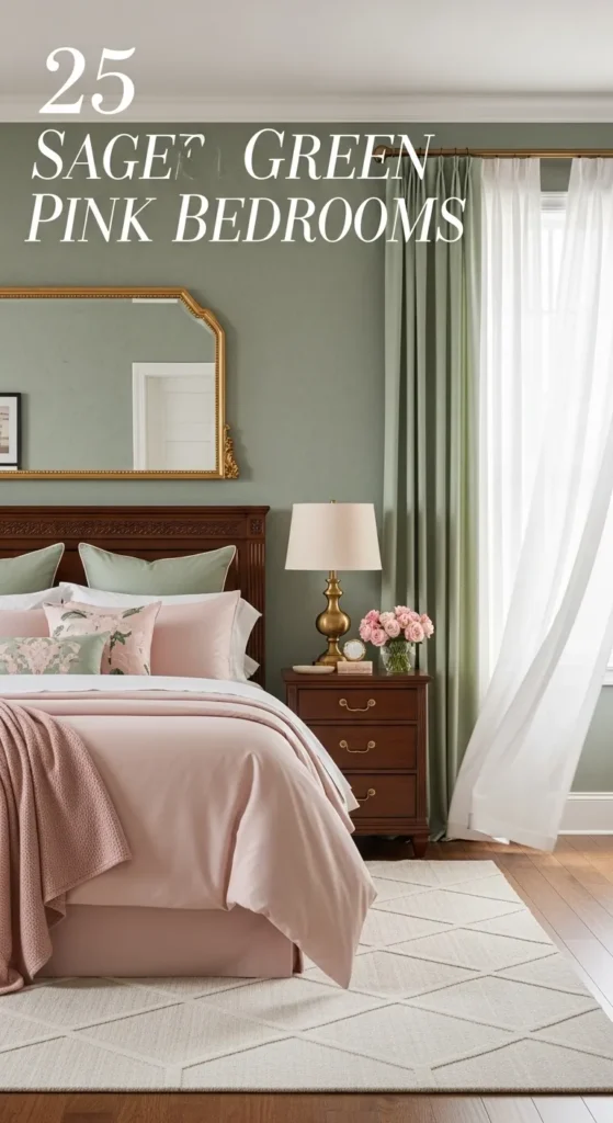 Sage Green Pink Bedroom