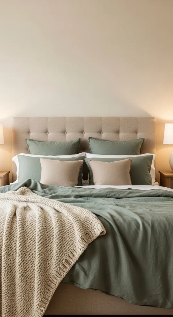 Sage Green Beige Bedroom