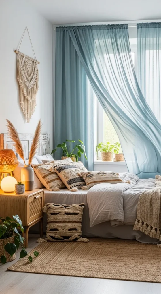 Light Blue Boho Bedroom Decor