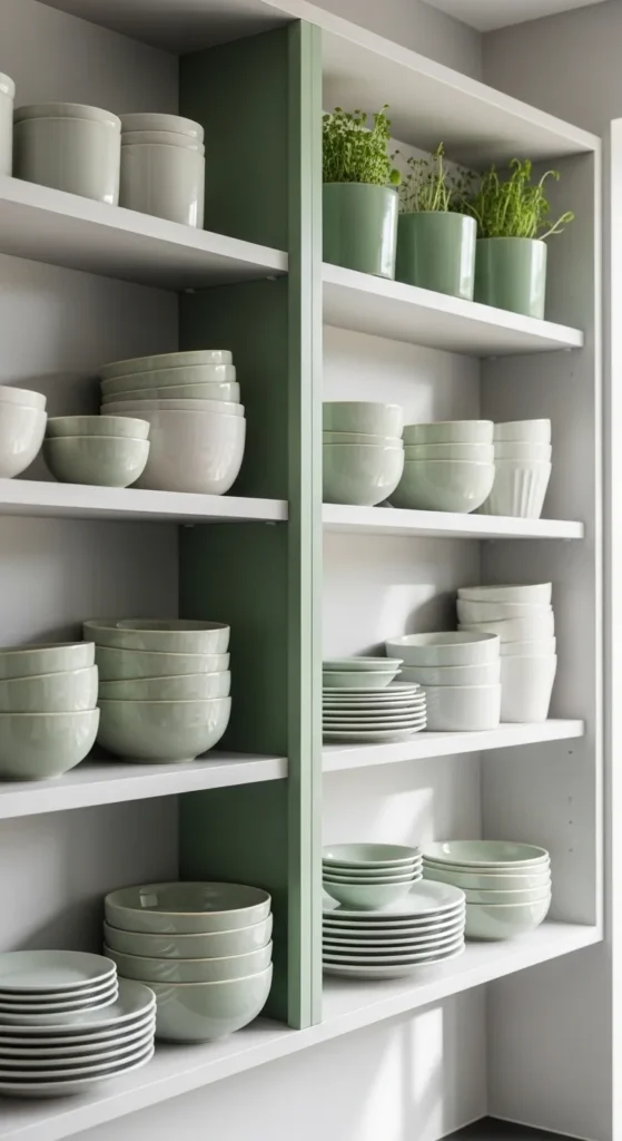 Sage Green and White Kitchen