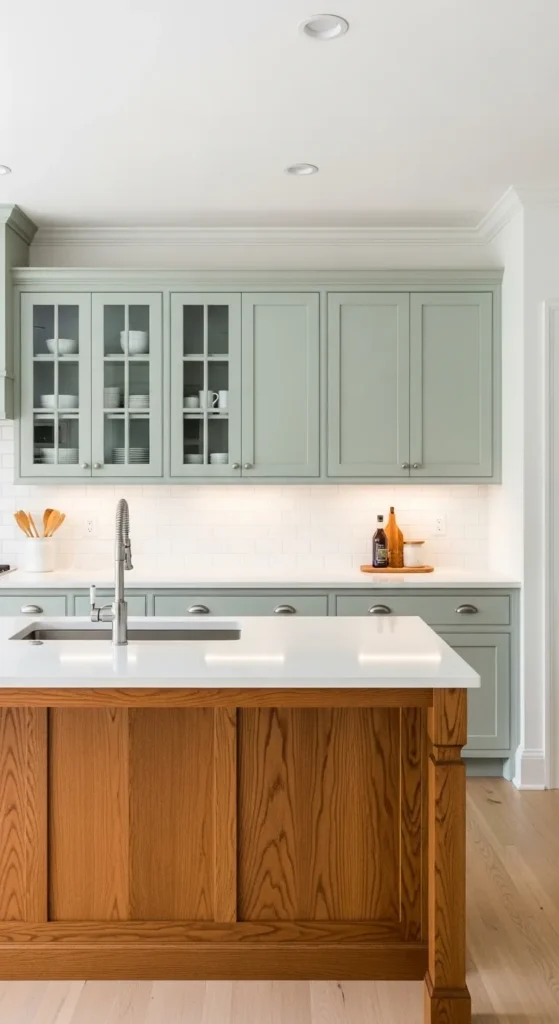 Sage Green and Wood Kitchen