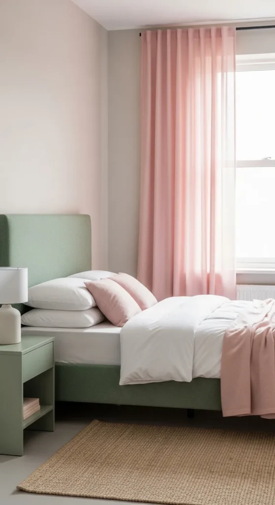 Sage Green Pink Bedroom