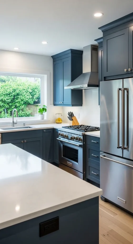Kitchen with Blue Cabinets