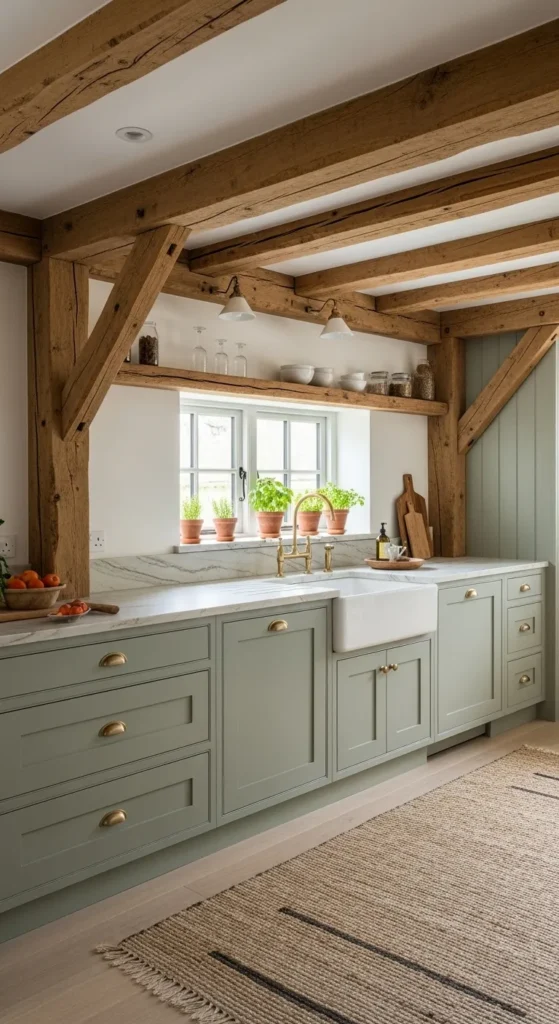 Sage Green and Wood Kitchen