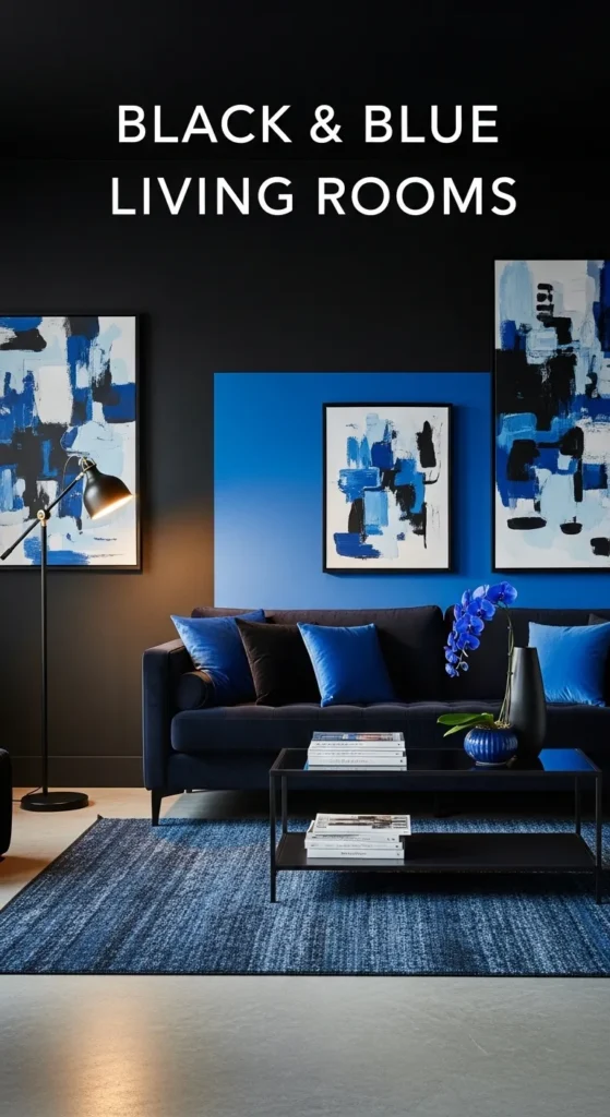 Black and Blue Living Room