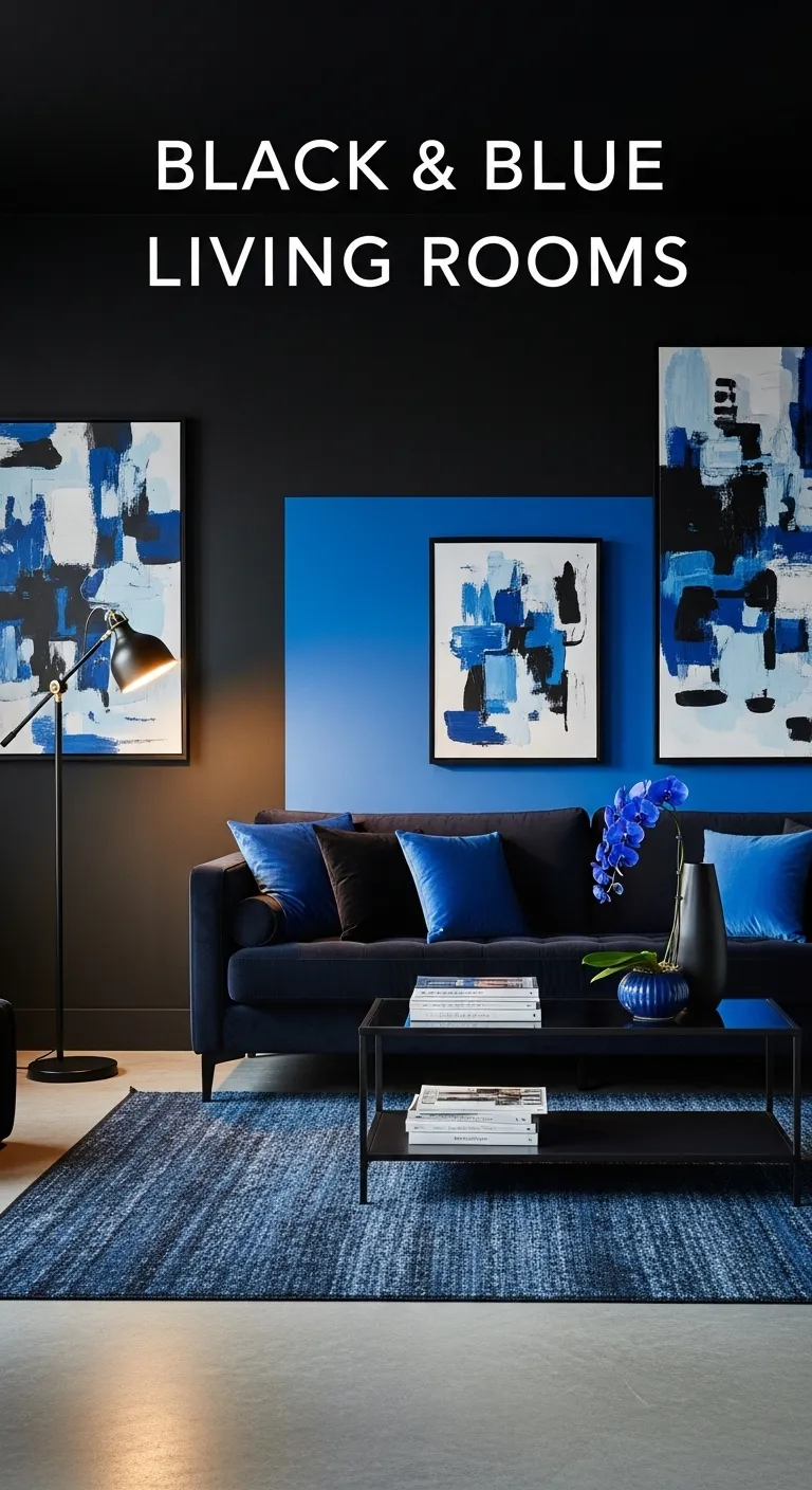 Black and Blue Living Room