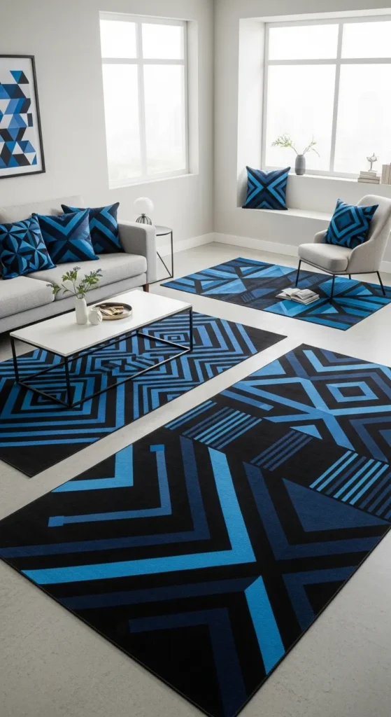 Black and Blue Living Room