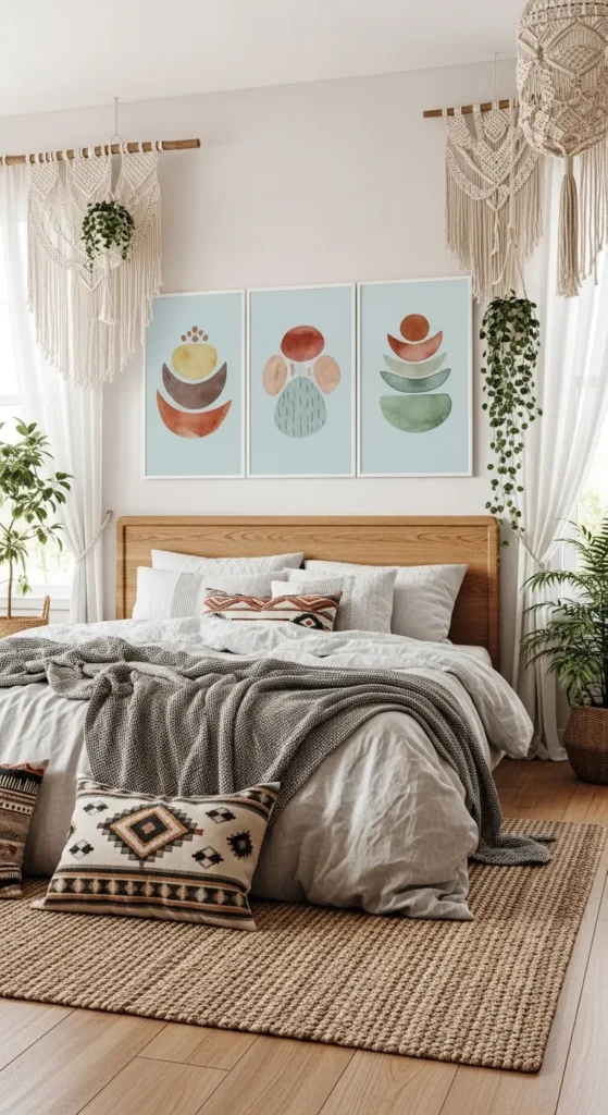 Light Blue Boho Bedroom Decor