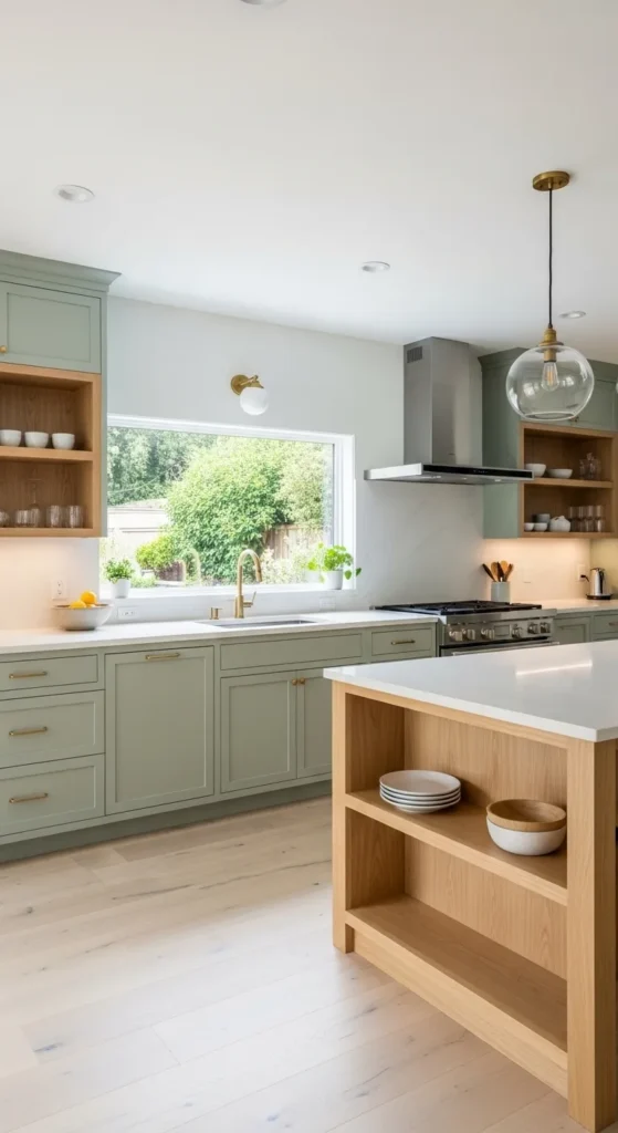 Sage Green and Wood Kitchen
