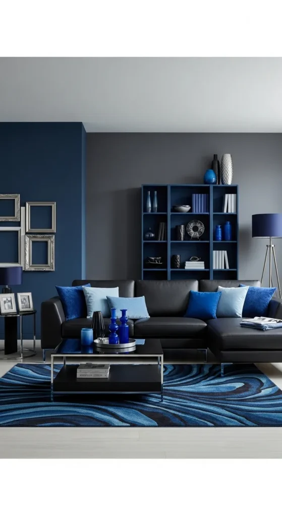 Black and Blue Living Room