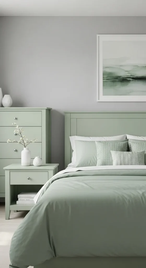 Sage Green and Grey Bedroom