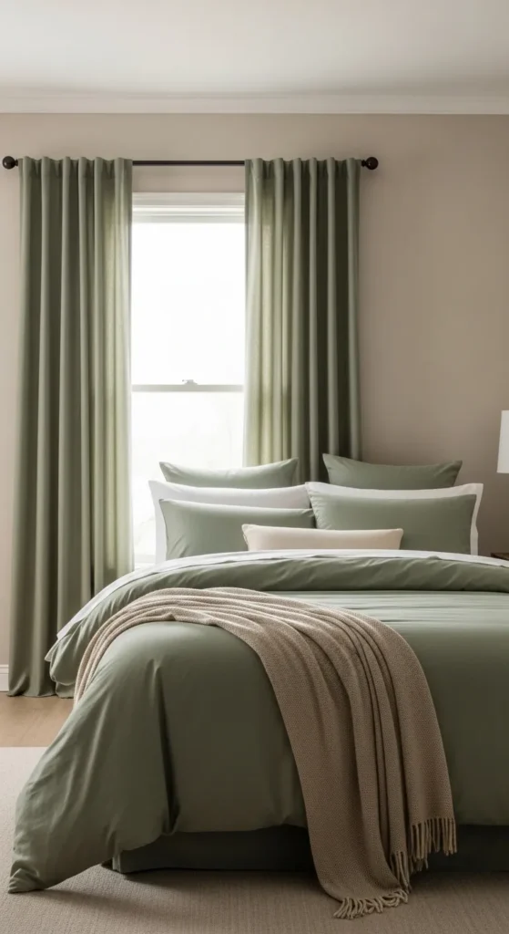 Sage Green Beige Bedroom