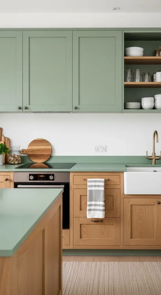 Sage Green and Wood Kitchen