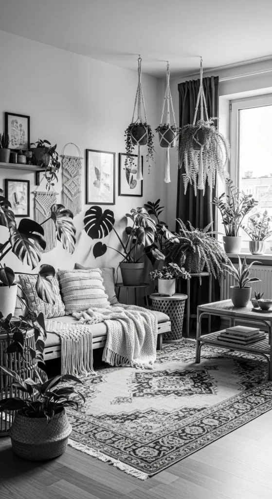 Black Boho Living Room