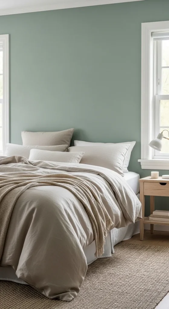 Sage Green Beige Bedroom