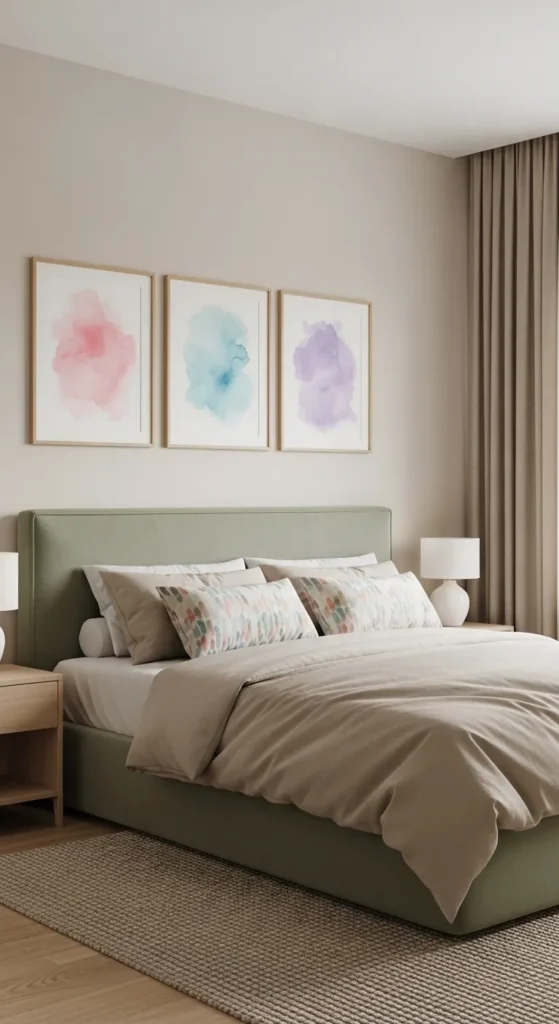 Sage Green Beige Bedroom