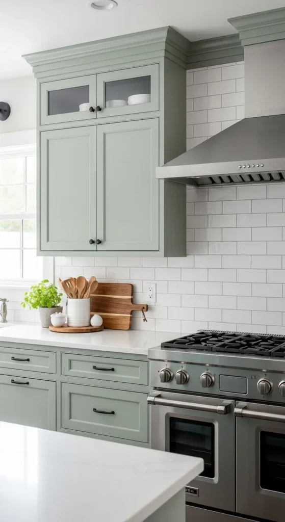 Sage Green and White Kitchen