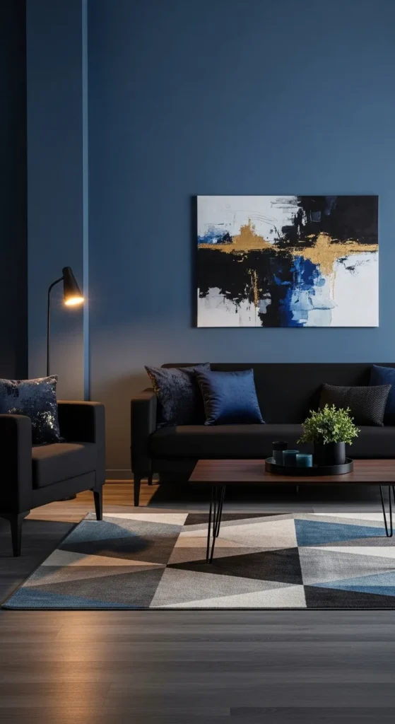 Black and Blue Living Room