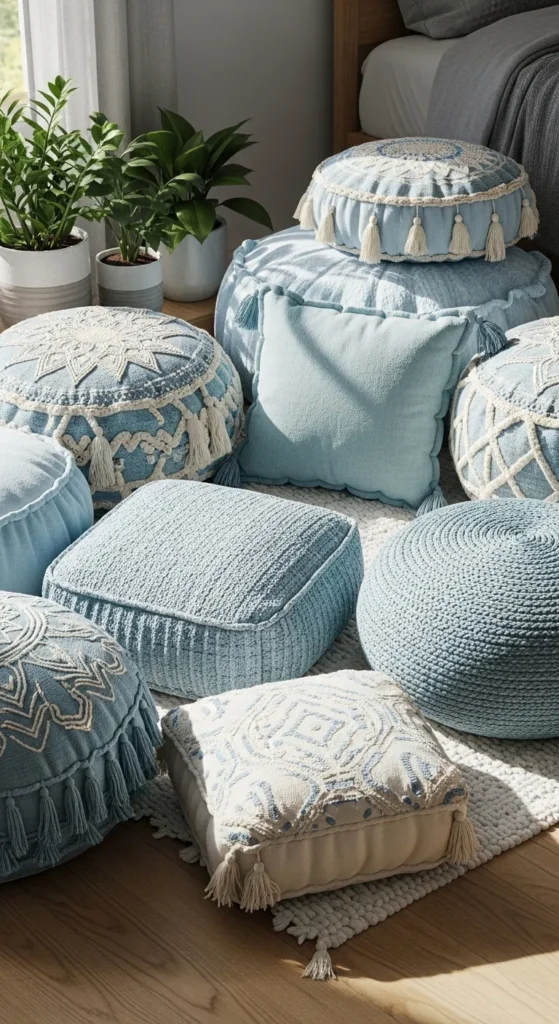 Light Blue Boho Bedroom Decor