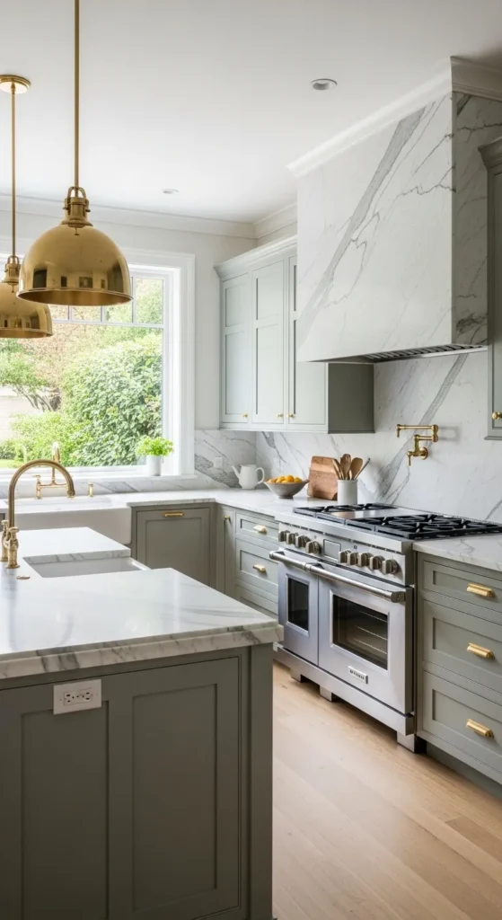 Sage Green and White Kitchen