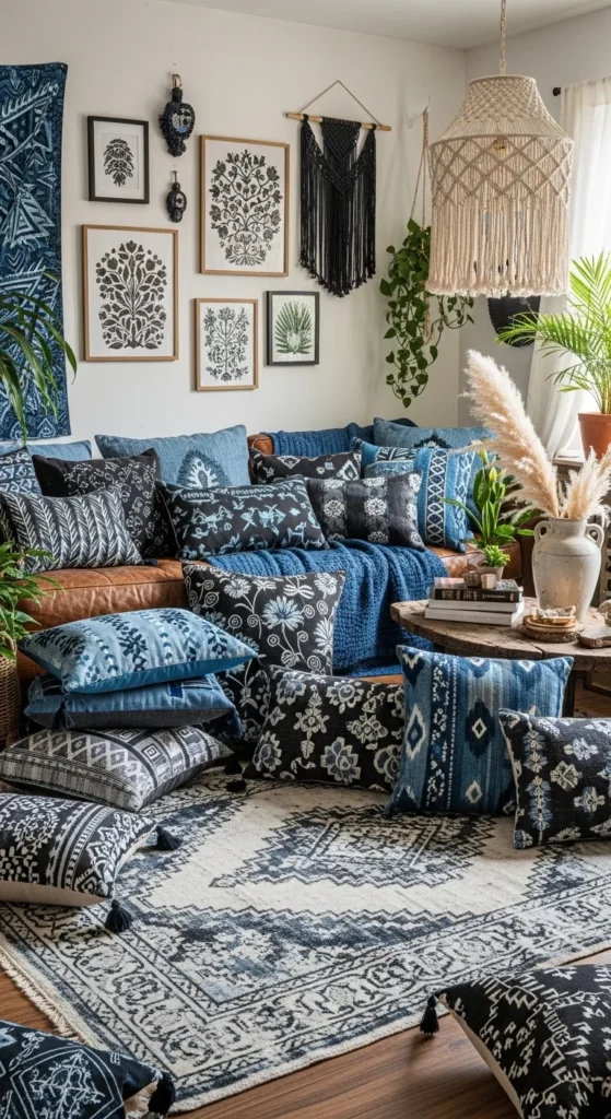 Black and Blue Living Room