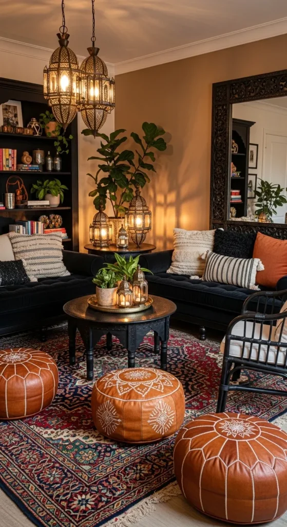Black Boho Living Room