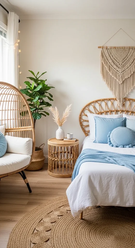 Light Blue Boho Bedroom Decor