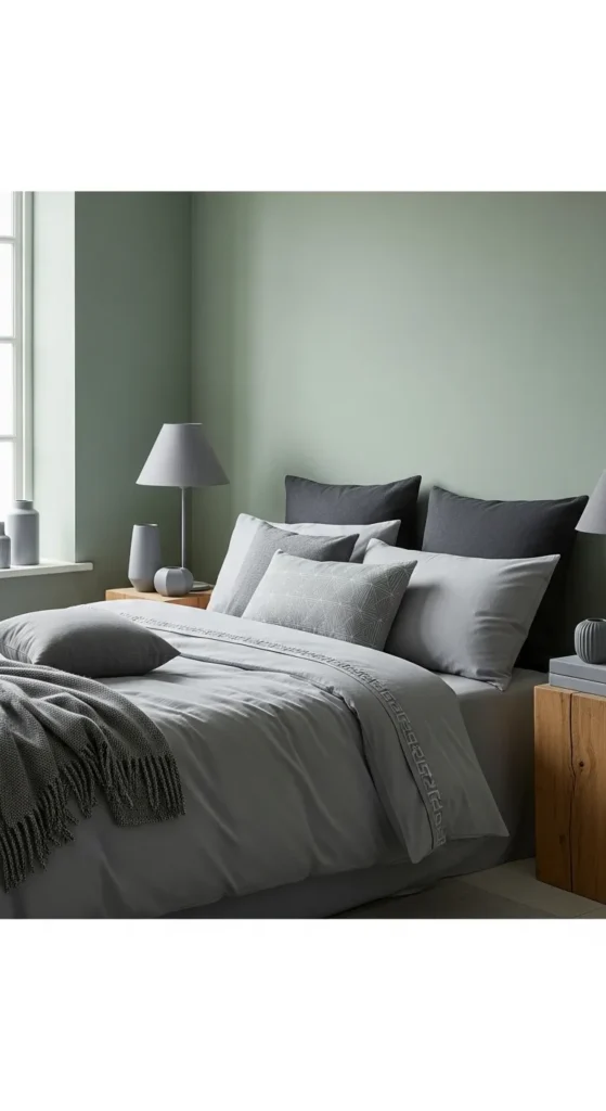 Sage Green and Grey Bedroom