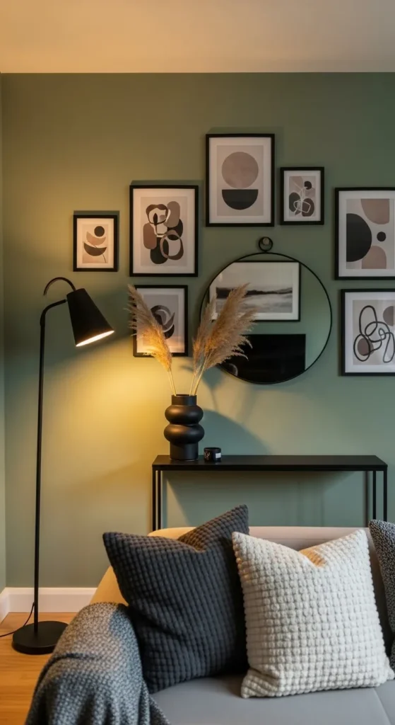 Sage Green and Black Bedroom