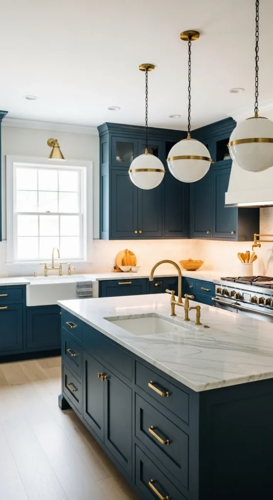 Kitchen with Blue Cabinets