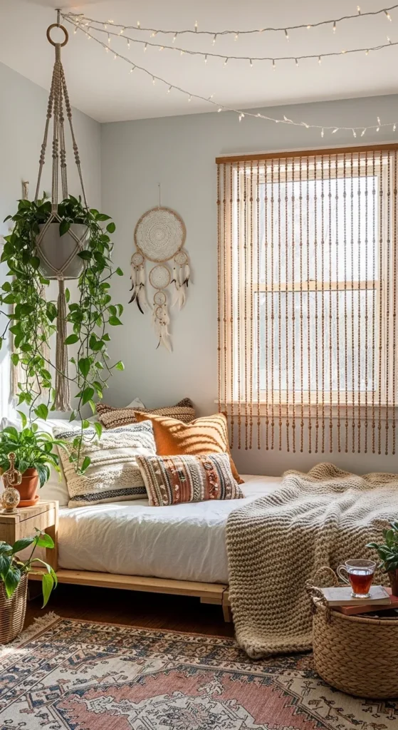 Boho Bedroom Ideas with Hanging Plants