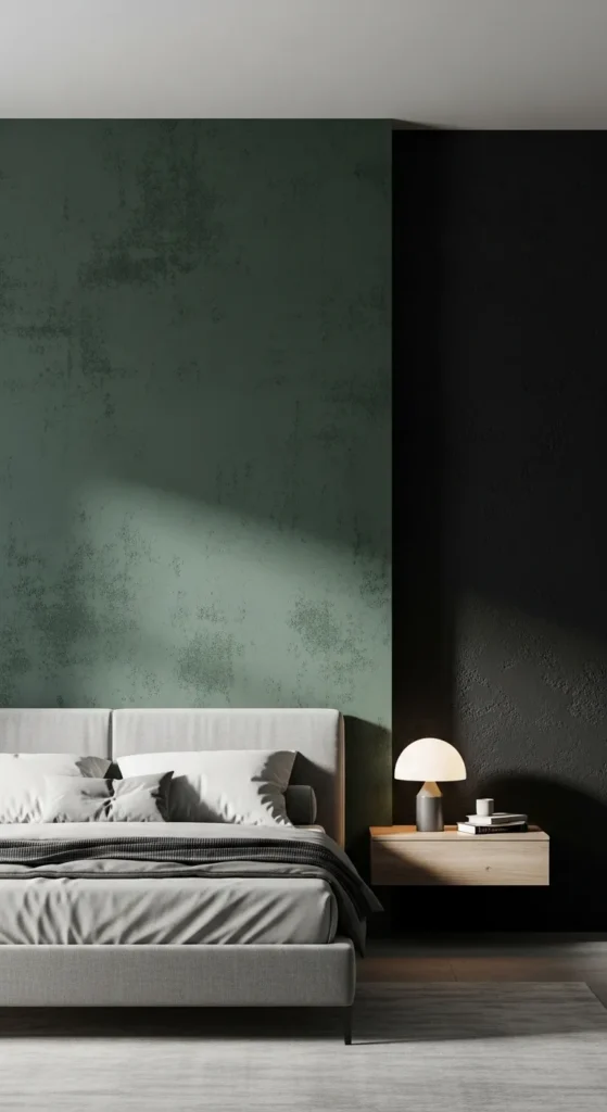 Sage Green and Black Bedroom